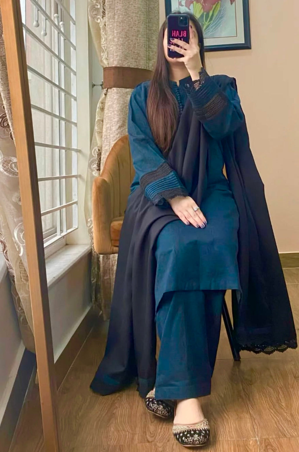 NAUSHEEN BLUE SET 3pcs set