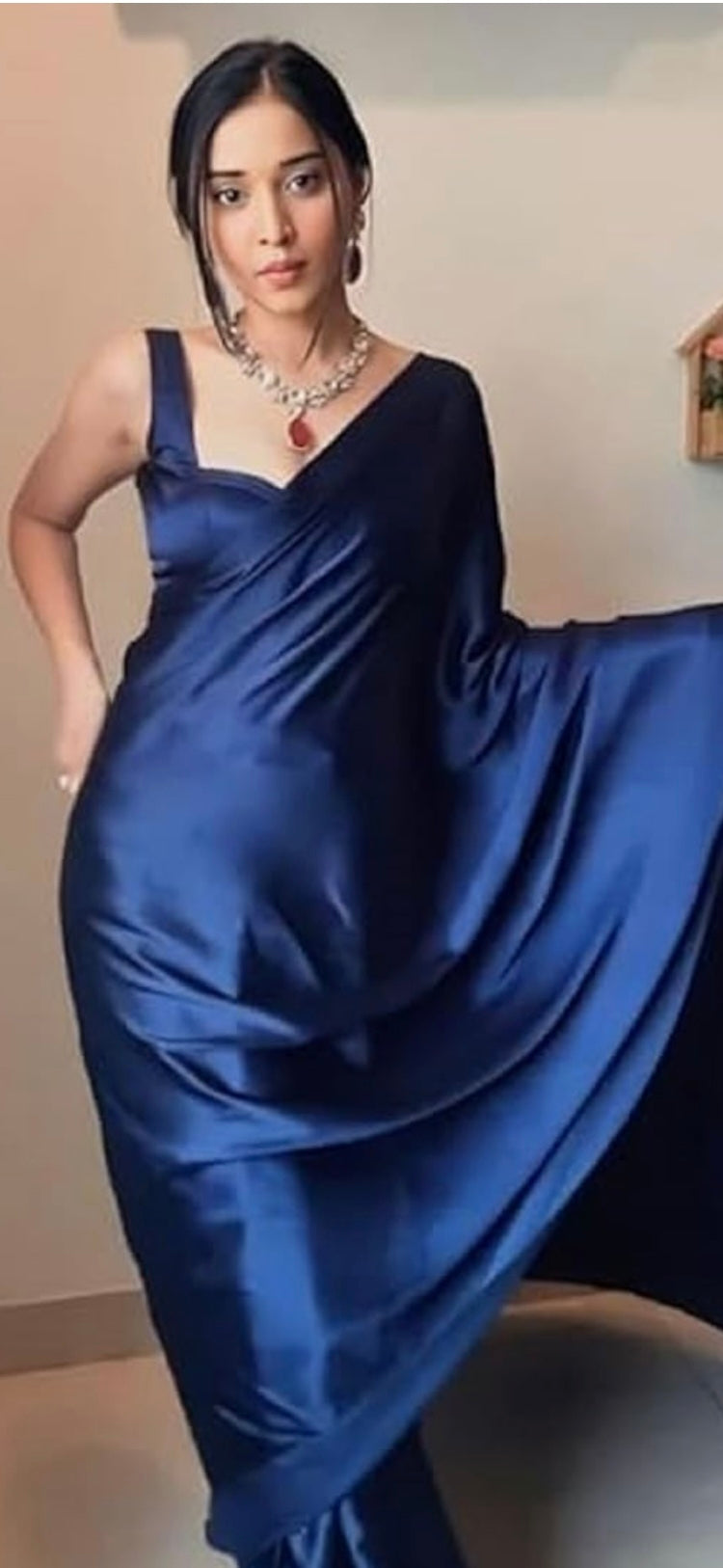 DA SAREE (blue) satin