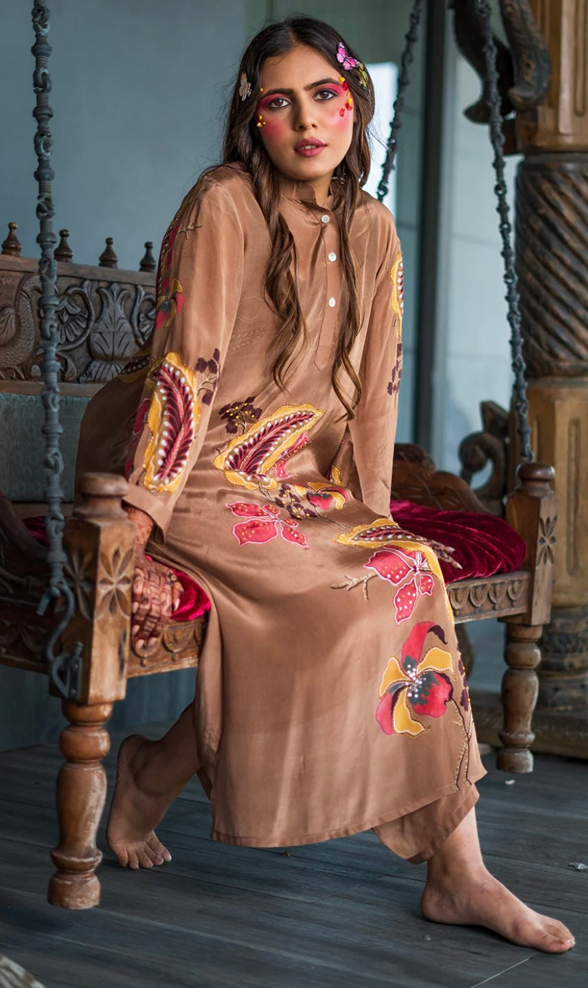 (bell) muslin  dark TOP WITH BOTTOM SET