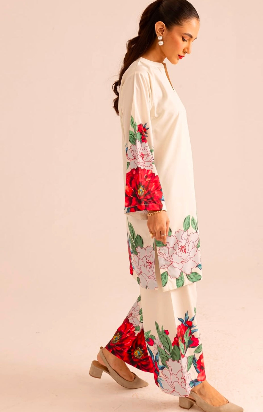 (AAISHA rose) MUSLIN  rose CO ORD SET pini