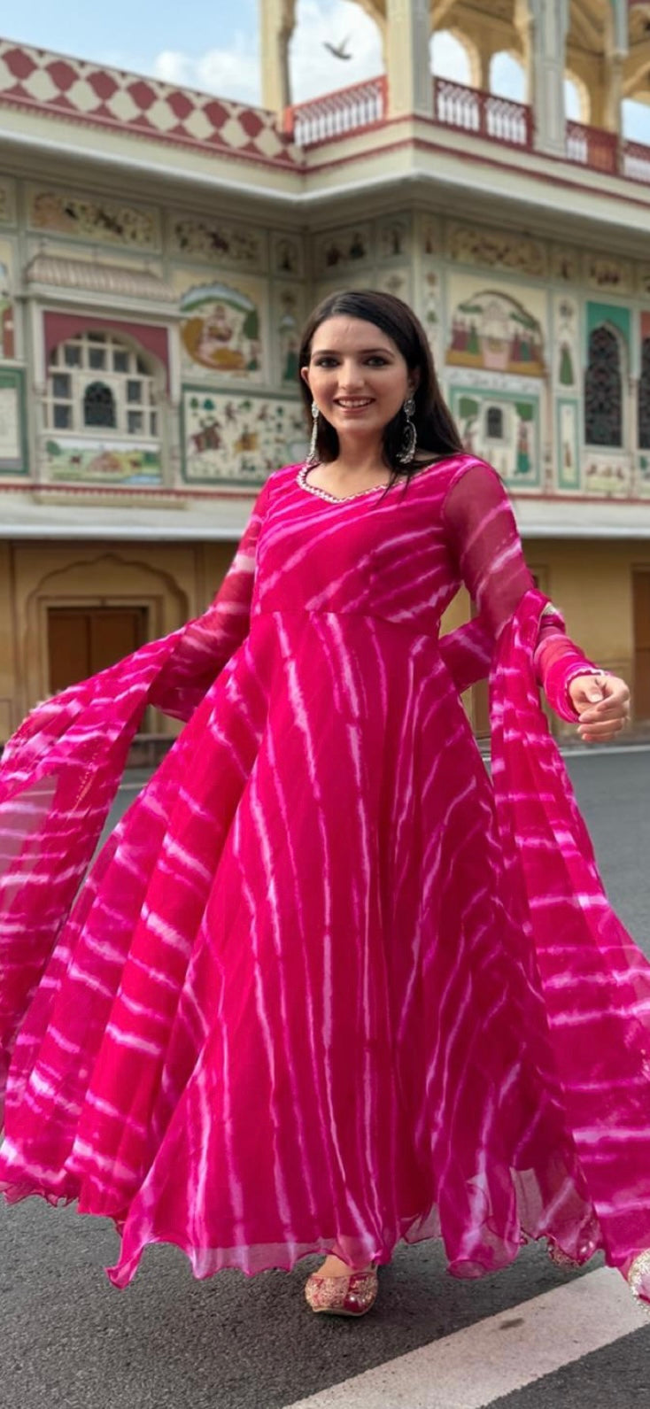 (Bindu) lehriya set (pink) laila