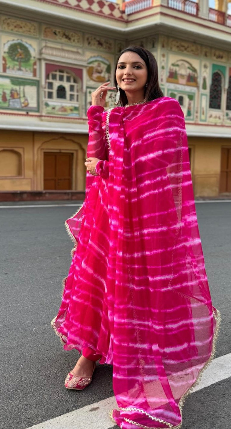 (Bindu) lehriya set (pink) laila