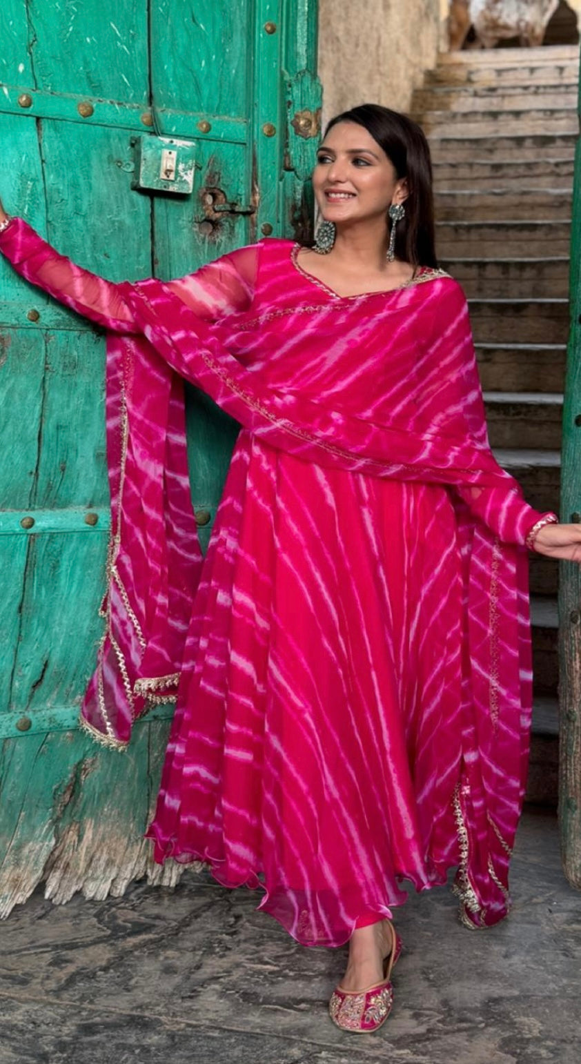 (Bindu) lehriya set (pink) laila