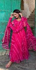 (Bindu) lehriya set (pink) laila