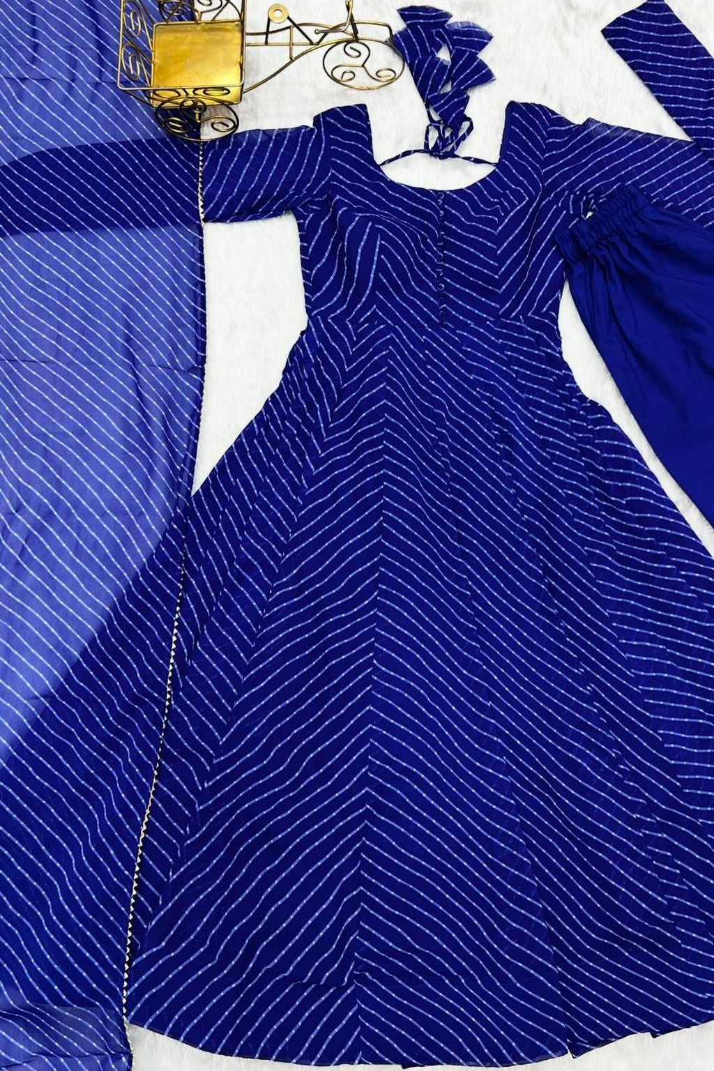 (ISHANI) LEHRIYA BLUE 3pcs set