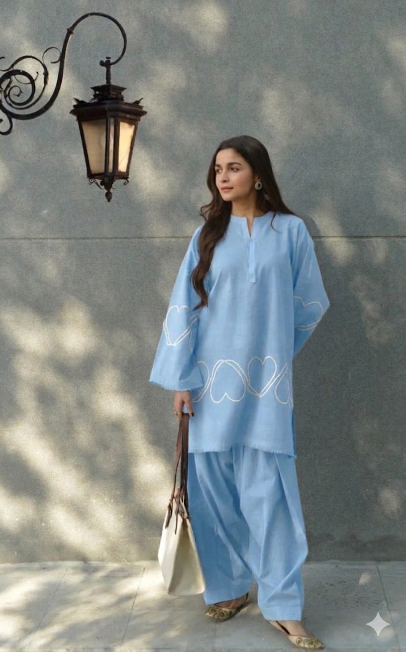 Ishara blue heart co ord set