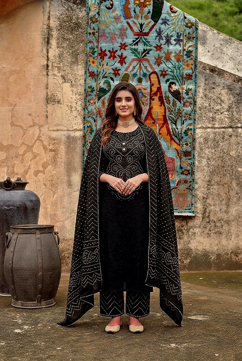 Akshara BLACK pure cotton 3pcs set