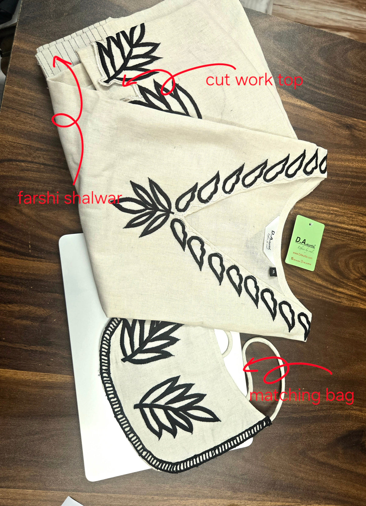 Cut leaf farshi set with matching bag
