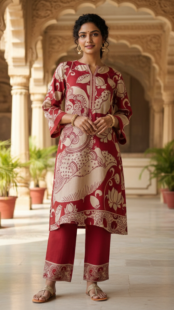 (Red) Amakai cotton top n bottom set