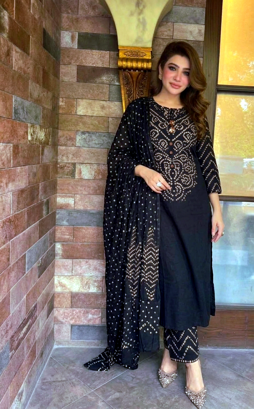 (B2 pure) black cotton  3pcs set yee