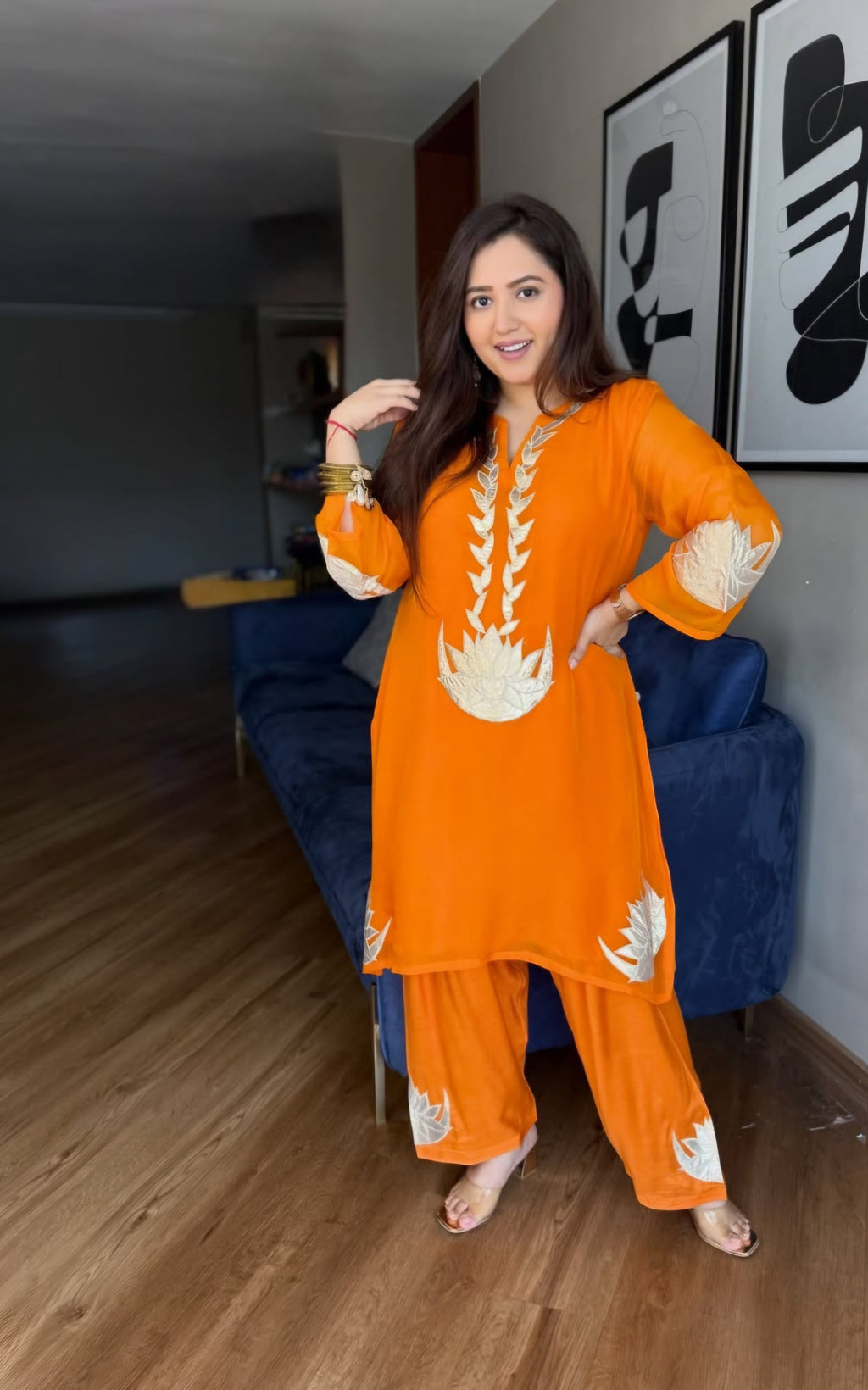 Aaomi orange cotton top n bottom set