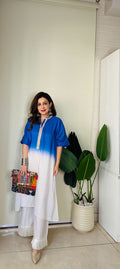 Blue hand dyied top n bottom set